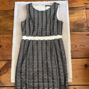 Ivanka Trump Black & White Scalloped/Chevron Dress Size 12